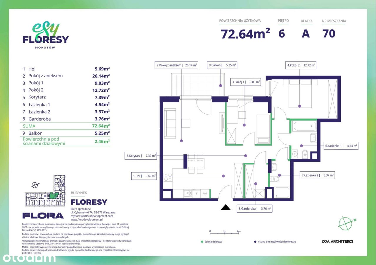 3-pokojowe mieszkanie 72m2 + balkon Bezpośrednio — miniatura 2
