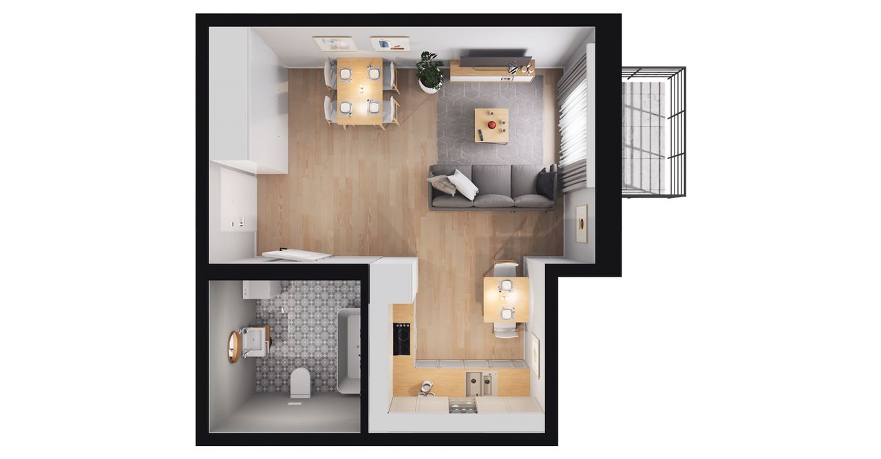 1-pokojowe mieszkanie 32m2 + balkon — miniatura 2