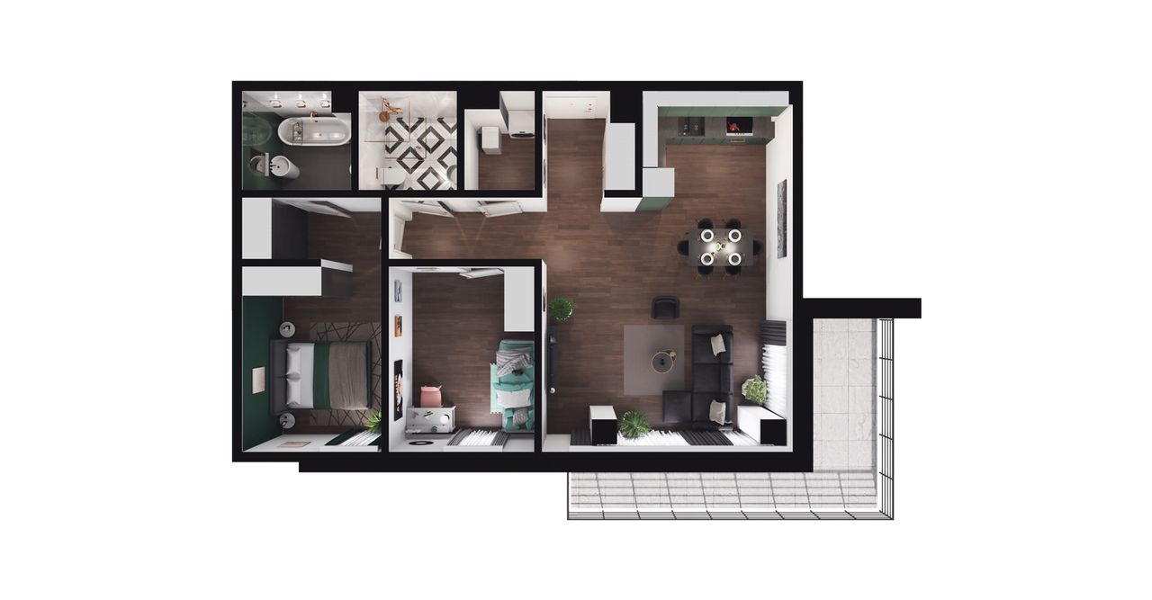 3-pokojowe mieszkanie 70m2 + balkon — miniatura 2